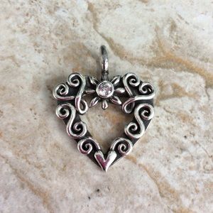 VTG-Sterling Silver Filigree Heart Pendant